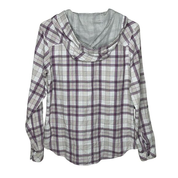 Columbia Women’s Plaid Button Down Hoodie Flannel Shirt Size Small - Picture 3 of 5